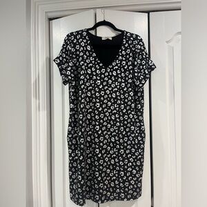 Stylish Black and White Leopard Print Dress - Holiday dress